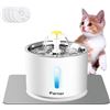 Image 1 : Cat Water Fountain Stainless Steel, LED Indicator 81oz/2.4L Automatic Pet Water Fountain with 4 Repl