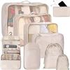 Image 1 : kingdalux Packing Cubes for Suitcases 9 Set, Compression Storage Travel Luggage Organizers, with Toi