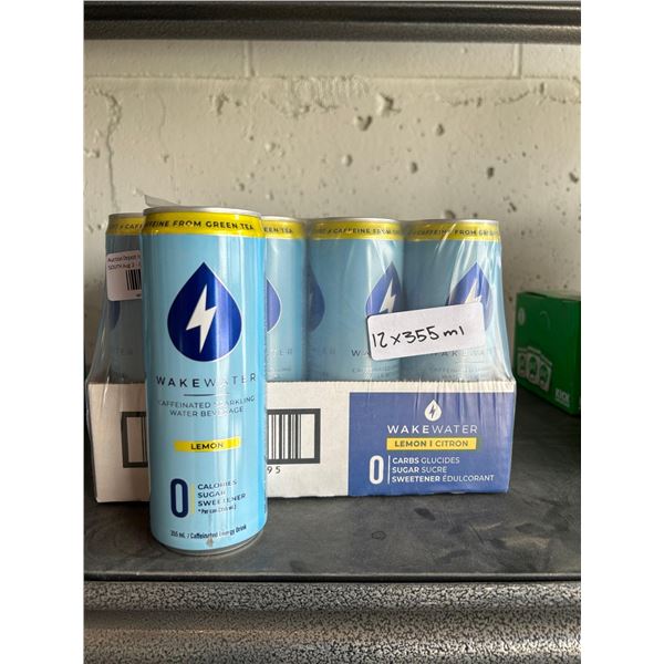 Wake Water Lemon Caffeinated Sparkling Water Beverage 12 x 355ml