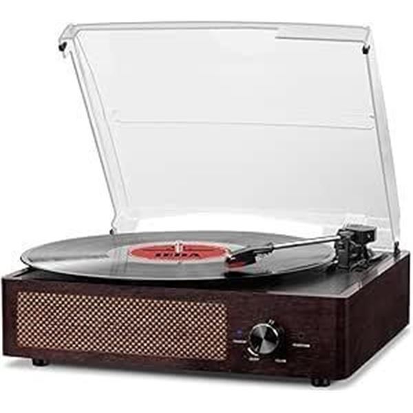 Vinyl Record Player Turntable with Built-in Bluetooth Receiver & 2 Stereo Speakers, 3 Speed 3 Size P