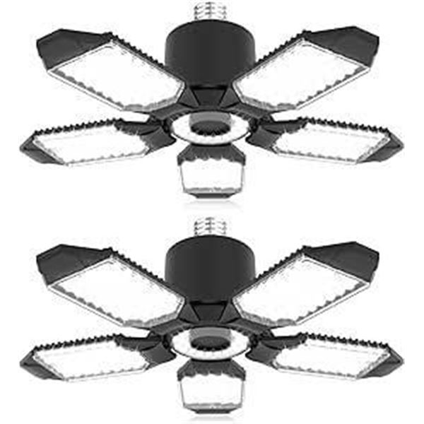 LED Garage Lights Bulb 2 Pack, 180W 18000LM Shop Lights, 6500K Daylight Ceiling Lights with 5+1 Defo