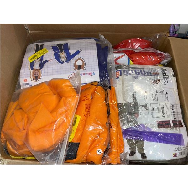 Box Lot of Halloween Goods, Costumes and Decorations