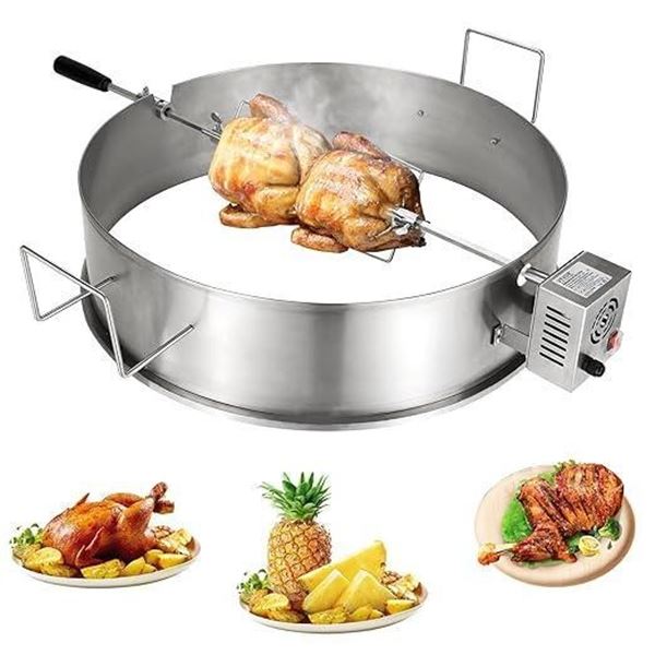 VEVOR Universal Rotisserie Ring Kit for Charcoal Kettle and Other Similar Grills, Stainless Steel Ke