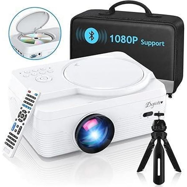 Full HD Bluetooth Projector Built in DVD Player, 9000LM 1080P Supported, Portable Mini DVD Projector