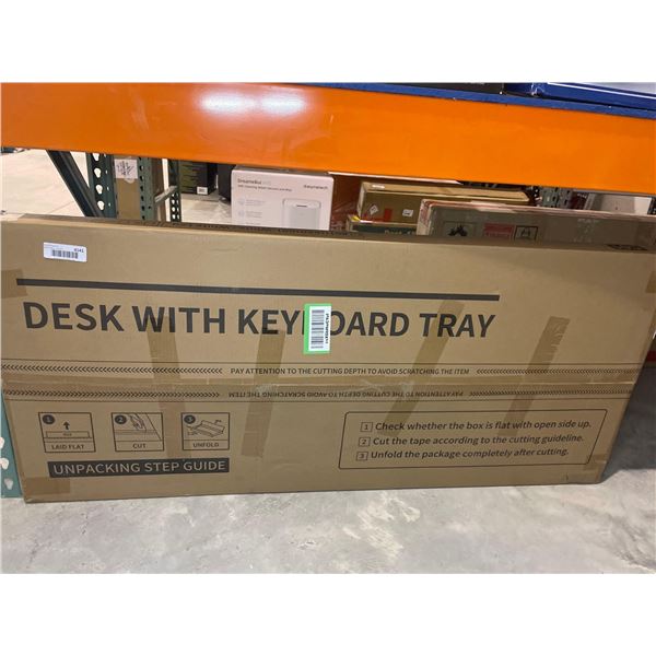 Desk with KeyBoard Tray AMZ-NA B01110601001-White + White Leg