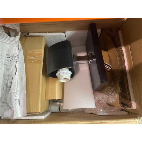 Design Series Lot of 2 Wall Mounted Black Light Fixture with White Frosted Shades