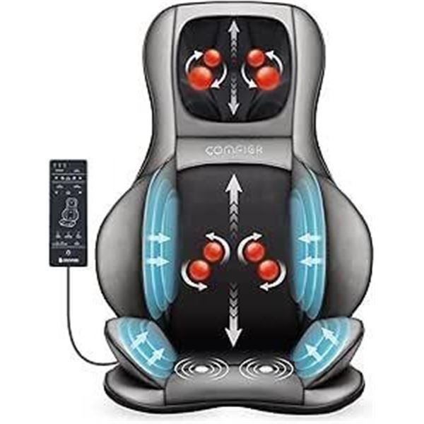 COMFIER Shiatsu Back Neck Massager with Heat, 2D ro 3D Kneading Massage Chair Pad, Adjustable Vibrat