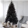 Image 1 : KI Store Black Christmas Tree 6.5ft Artificial Hinged Christmas Tree Unlit for Xmas Halloween Holida