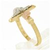 Image 7 : 14k Tri Color Gold Detailed Matte Finish Coin Edge Crucifix Cross Band Ring