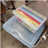 Image 2 : RUBBERMAID TOTE WITH LID AND ASSORTED PLASTIC ORGANIZERS, BINS ETC