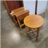 Image 2 : 4 VINTAGE TEAK FINISH ROUND DROP SIDE TABLES