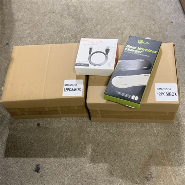 24 NEW BLACK MAGNETIC MICRO USB CABLES AND DUAL DEVICE CHARGE MAT RETAIL $160