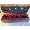 Image 2 : 2 BRAND NEW WINE GIFT BOXES - 2 BOTTLE WINE HOLDER W/ CORKSCREW, BOTTLE STOPPER, POURER, AND FOIL CU
