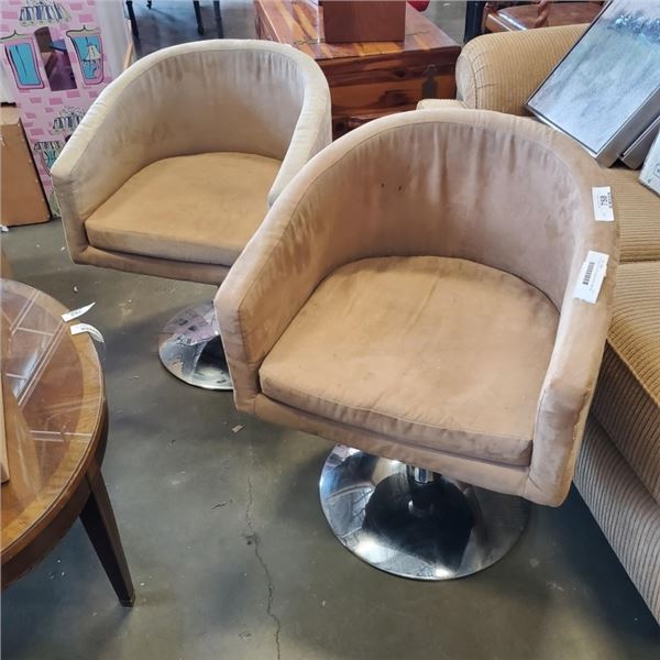 PAIR OF MICROFIBER CHAIRS WITH METAL BASE