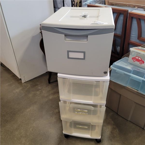 3 DRAWER ROLLING ORGANIZER AND LOCKING SINGLE DRAWER FILE BOX WITH KEY