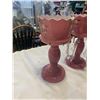 Image 2 : 2 ANTIQUE FRENCH HAND PAINTED LESTERS, COMPLETE WITH GLASS CRYSTALS