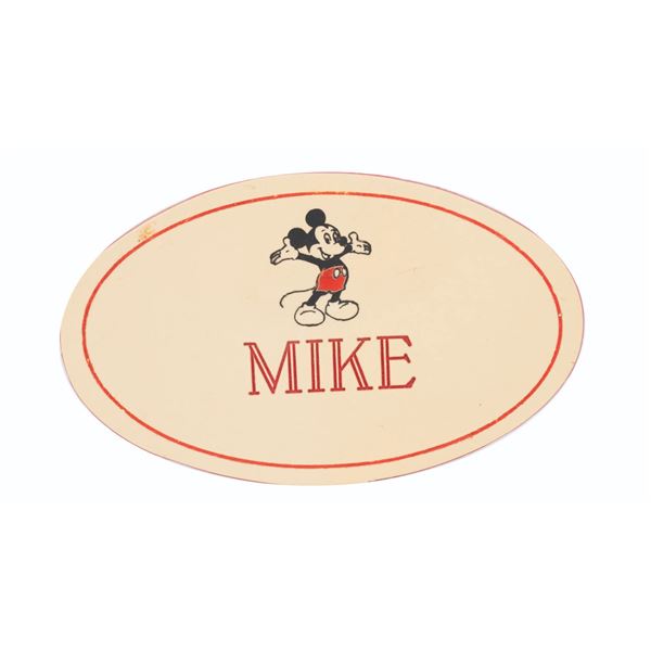 A 1980s Disneyland Cast Member "Mike" Name Tag.