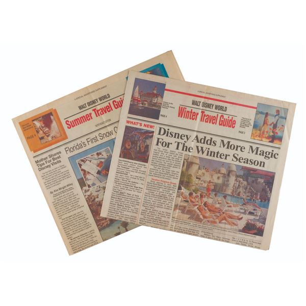 A Pair of Walt Disney World Travel Guide Newspapers.