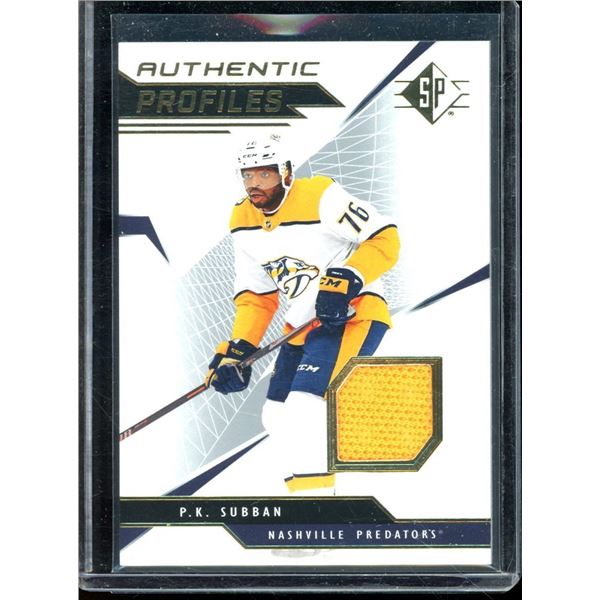 2018-19 SP Authentic Profiles Jerseys #APPS P.K. Subban