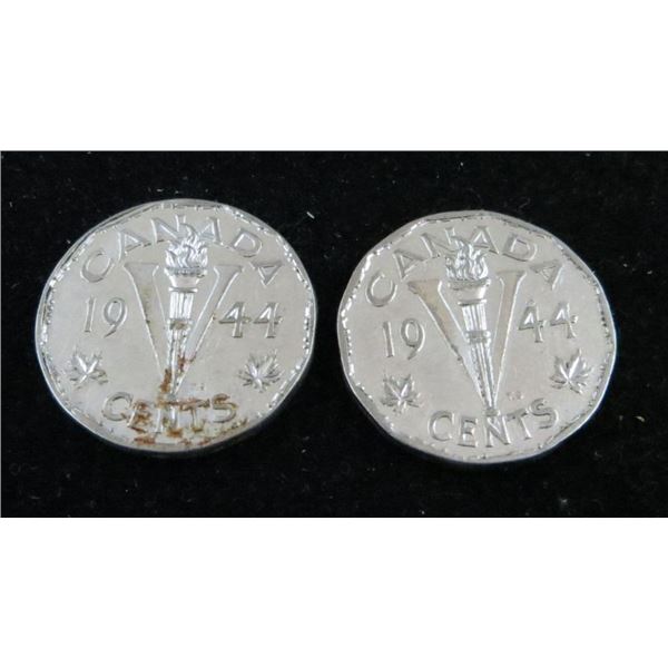 2x Canadian Nickels 1944