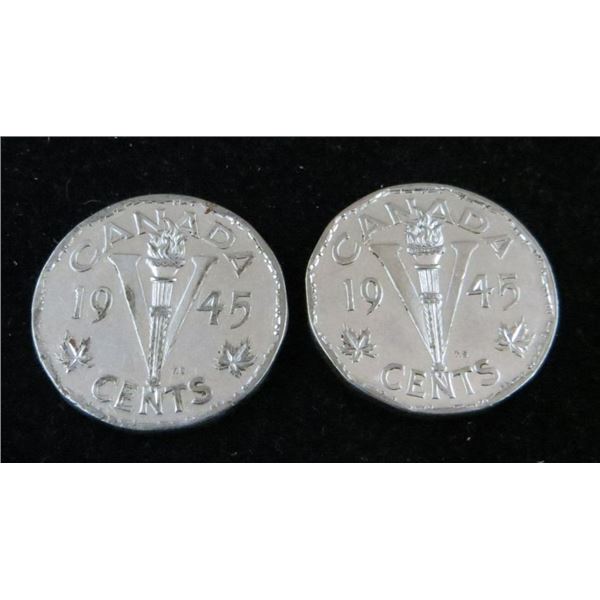 2x Canadian Nickels 1945