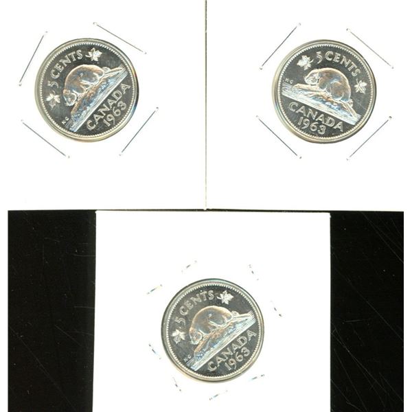 3x Canadian Nickels 1963