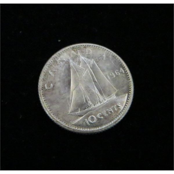 1964 Canadian Silver 10 Cent Coin