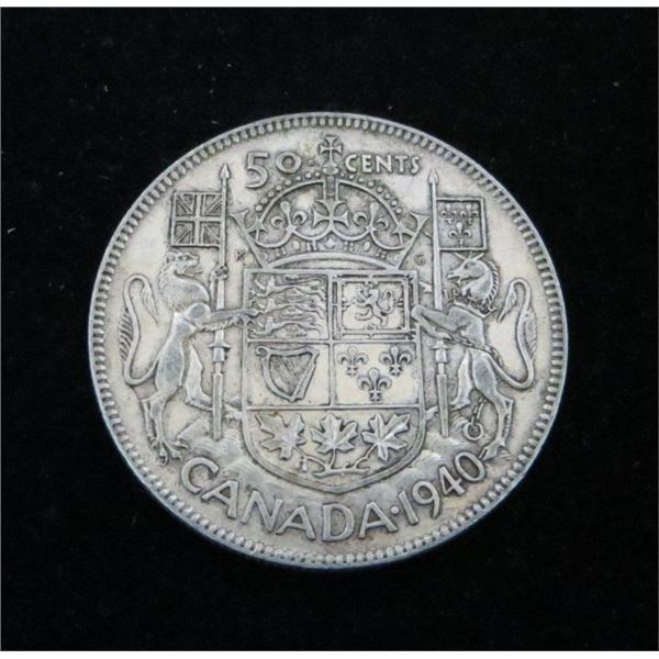 1940 Canadian Silver 50 Cent Coin