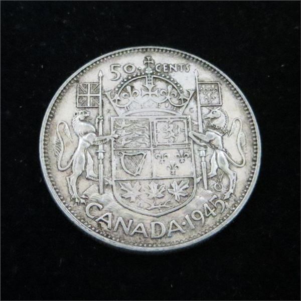 1945 Canadian Silver 50 Cent Coin