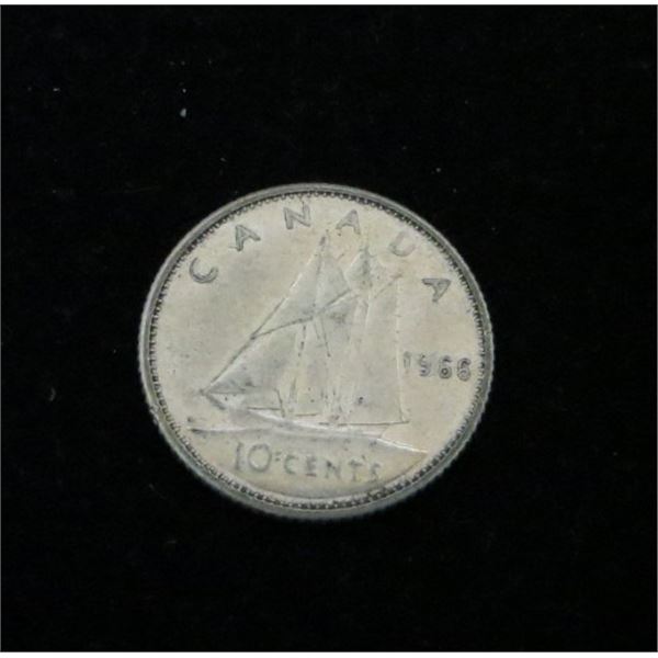1966 Canadian Silver 10 Cent Coin