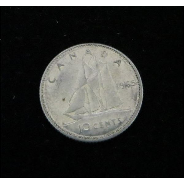 1965 Canadian Silver 10 Cent Coin