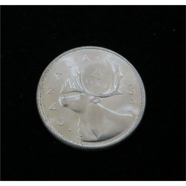 1964 Canadian Silver 25 Cent Coin