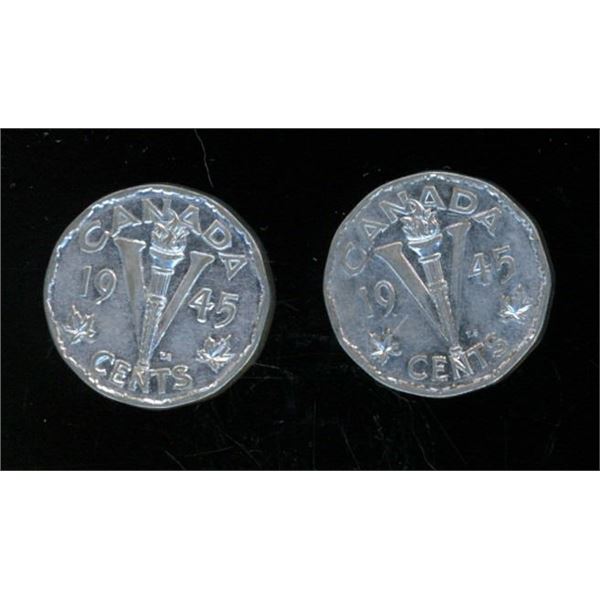 2x Canadian Nickels 1945