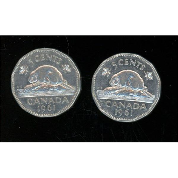 2x Canadian Nickels 1961