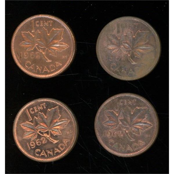 4x Canadian Pennies 1962