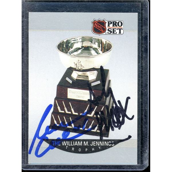1990-91 Pro Set #382 Andy Moog/Lemelin Jennings Dual Autographed Card