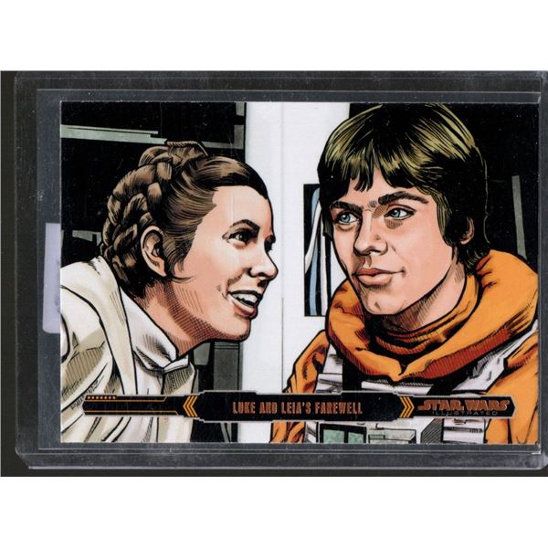 2015 Topps Star Wars Illustrated Empire Strikes Back Bronze #33 Luke and Leia's Farewell