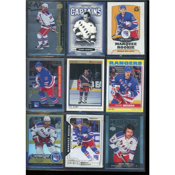 9 NHL New York Rangers Rookie & Insert Cards