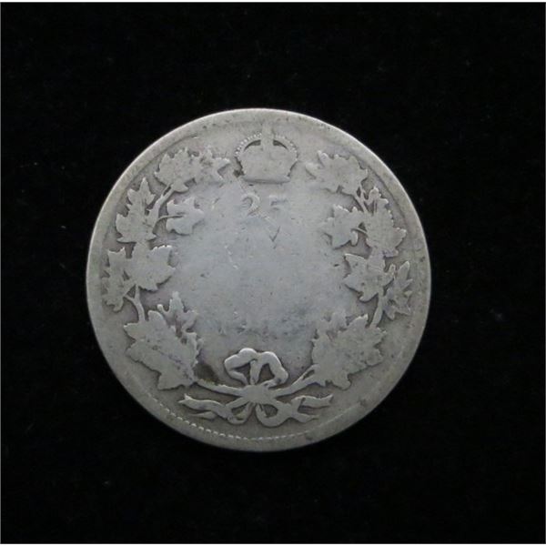 1904 Canadian Silver 25 Cent Coin