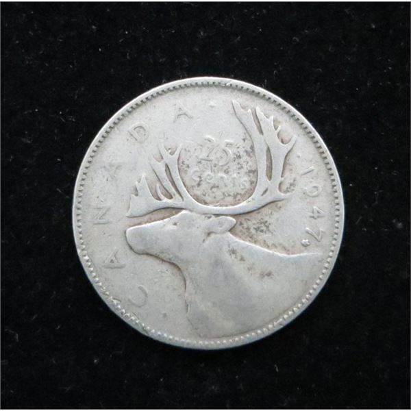 1947 Canadian Silver 25 Cent Coin