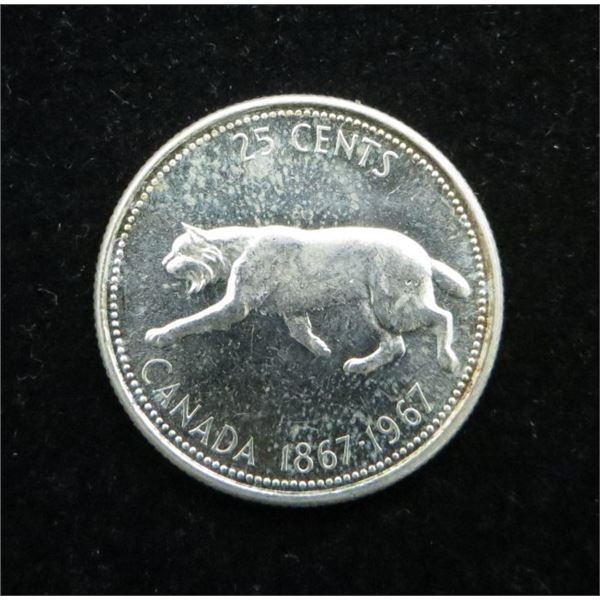 1967 Canadian Silver 25 Cent Coin