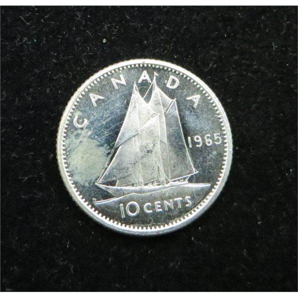 1965 Canadian Silver 10 Cent Coin