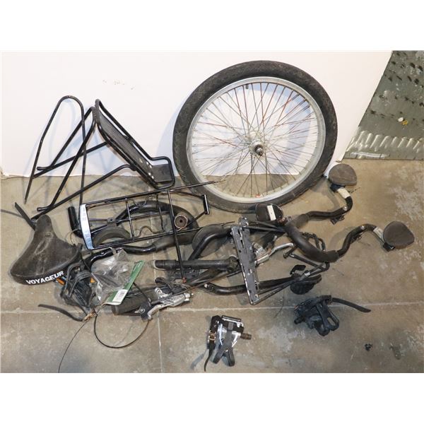 LARGE LOT OF BICYCLE PARTS AND ACCESSORIES
