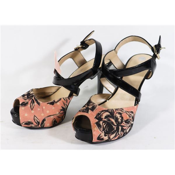 SIZE 9 NINE WEST BLACK/PINK PUMPS
