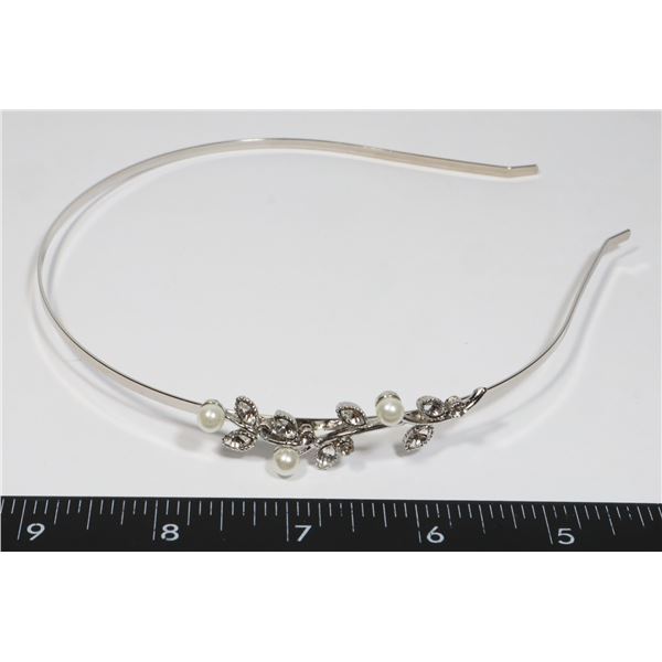 NEW HEADBAND SIDE FAUX PEARL/RHINESTONE FLOWER