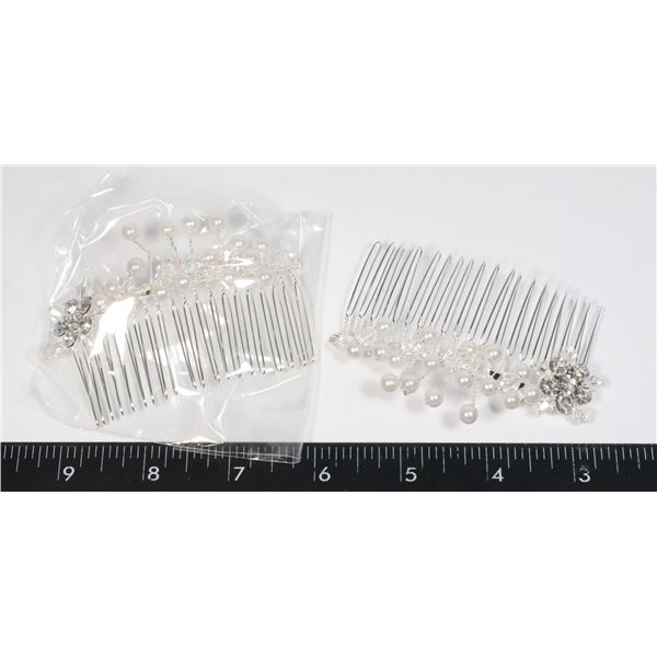 2 NEW SIDE SNOWFLAKE DESIGN BEADED RHINESTONE HAIR