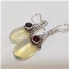 Image 3 : SILVER MOONSTONE GARNET EARRINGS (~WEIGHT 6.06G)
