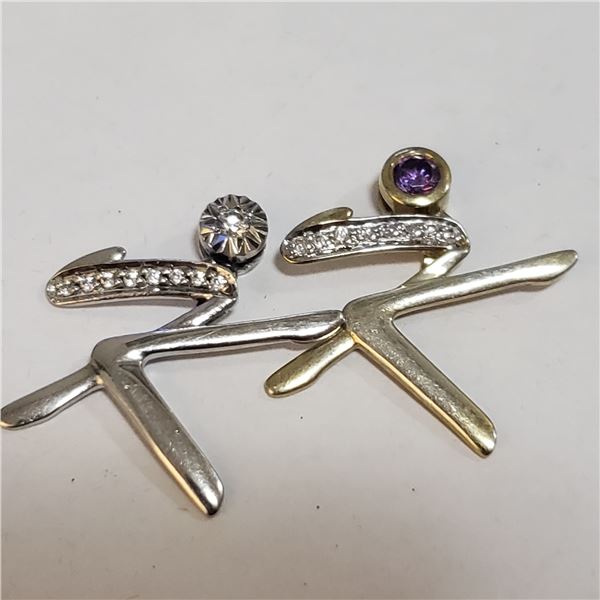 SILVER LOT OF 2 CUBIC ZIRCONIA PENDANT
