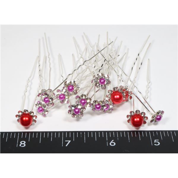 NEW FAUX PEARL AND RHINESTONE HAIR PINS