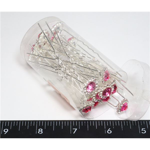 NEW FUCHSIA  AND CLEAR HAIR PINS WEDDING HEADWEAR
